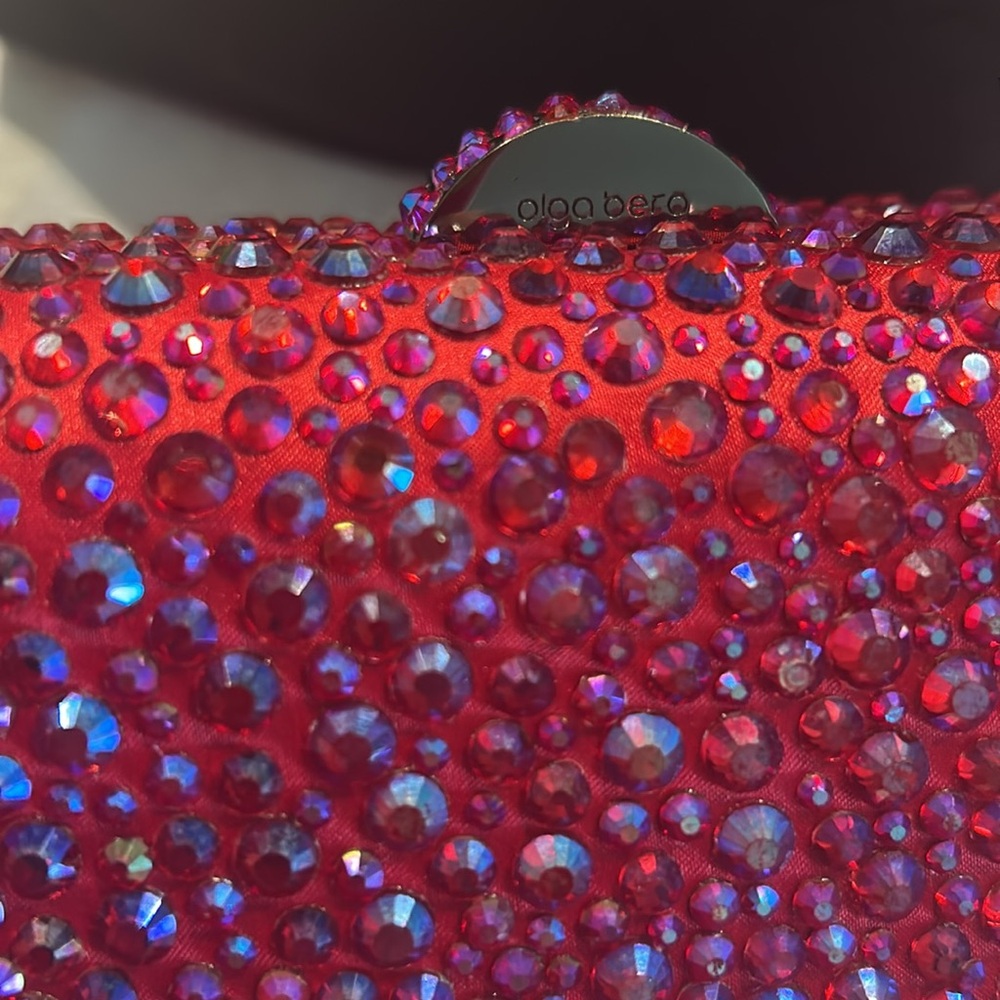 OLGA BERG Casey Hot Fix Crystal Clutch - Fuchsia - Picture 9 of 13